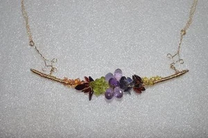 COLLANA ARTIGIANALE DI QUALITA' MULTI PIETRE NATURALI 14K GF 47 CARATI PERSONALIZZATA - Foto 1 di 1