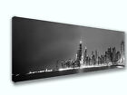 Chicago Skyline Black & White Panoramic Picture Canvas Print Home Decor Wall Art