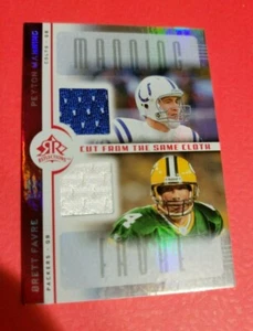 PEYTON MANNING BRETT FAVRE GAME USED JERSEY CARD 2005 UD REFLECTIONS COLTS - Picture 1 of 2