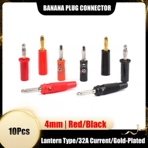 10Pcs Banana Plug Connector 4mm Wire Cables Lantern Type/32A Current/Gold-Plated - Picture 1 of 14