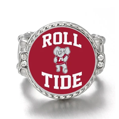 Spec. Alabama Crimson Tide Roll Tide Silver Women's Crystal Accent Ring D12 Cover