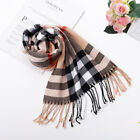 Plaid Faux Cashmere Scarf Fringed Thermal Shawl Dual-Use Scarf