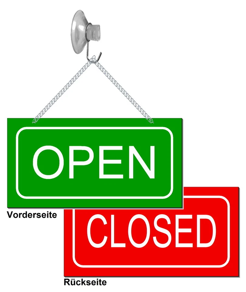 DESI-SCHILDER Open-Closed-Wendeschild-Alu-Verbund-2-farbig-20 x 10 cm-Türschild-Schild-TOP
