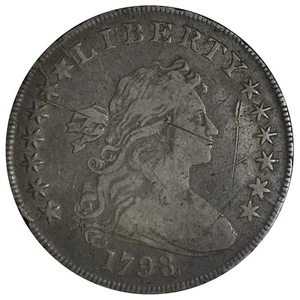 1798 Capped Bust Silver Dollar FINE E381 UTPBM - Picture 1 of 2