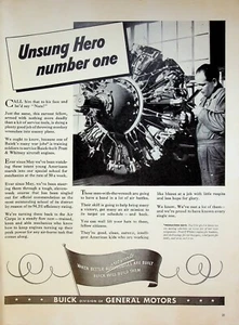 Buick General Motors 1942 Segunda Guerra Mundial Ejército Cuerpo Aéreo Motores de Aviones Anuncio impreso de colección - Imagen 1 de 1