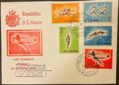 San Marino, XVIII Olympiad, 1-5 Lire, First Day Cover, 1/25/1963 - Image 1 of 2