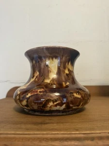 McHugh Pottery Large Vase No 18 1934 Brown And Yellow Drip Glaze Tasmanian - Picture 1 of 7