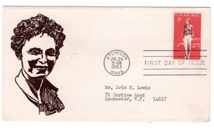 C68 Amelia Earhart 8c Air Mail 1963 FDC - Silk Screen Eric Lewis Only 7 Known - Picture 1 of 3