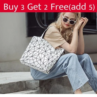 Fashionable Solid Color Geometric Pattern Large Capacity Women Casual Tote Bag - Image 1 of 4