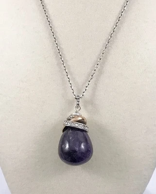 Brighton Anillos de Neptuno Plata y Oro Amatista Piedra Colgante Collar Largo #720 Foto 1 de 4