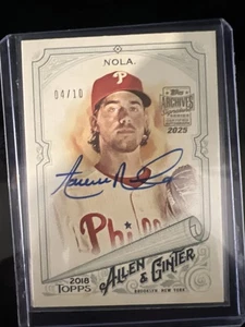 2025 Topps Archives Aaron Nola 2018 Allen & Ginter On Card Auto 4/10 - Bild 1 von 2