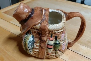 Vintage 3-D Creel Pitcher Fly-Fishing Basket Watering Can Pitcher - Picture 1 of 6