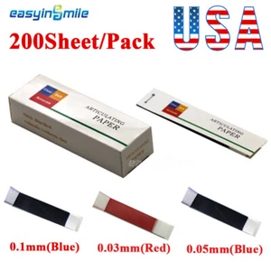 200Sheets Dental Articulating Paper Strips Soft Thin 30U/50U/100U 0.03/0.05/0.1 - Picture 1 of 7