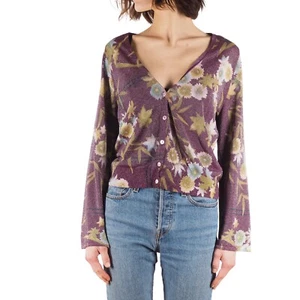 KENZO Vintage Women's Floral Purple Cardigan Top size M / Medium - Picture 1 of 8