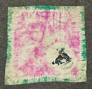 Vtg 1930s Let Er Buck Bright Pink Green Tie Dye Western Cowboy Silk Scarf Japan - Picture 1 of 12