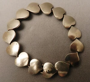 VINTAGE 1940's HANS HANSEN STERLING SILVER #236 HEART BRACELET, DENMARK, SZ 7 - Picture 1 of 6