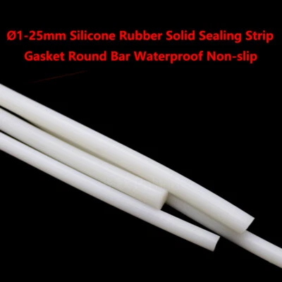 Ø1-25mm Silicone Rubber Solid Sealing Strip Gasket Round Bar Waterproof Non-slip - Image 1 of 4