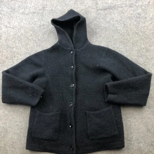 Vintage Cherokee Sweater Womens Small Black Hooded Knit Wool Made In Japan - Picture 1 of 4