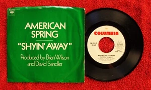 AMERICAN SPRING SHYIN AWAY 1973 PROMO 45 & PICTURE SLEEVE BRIAN WILSON - Picture 1 of 1