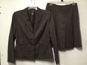 Worthington Womens Skirt Jacket Set Size 8 Top 6 Skirt Brown Pleats New 187 - Picture 1 of 11