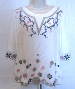 Blusa túnica boho mediana solitaria para mujer con cuello en V - Imagen 1 de 6