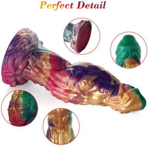 Colorful 4''Thick Wide Girth Super Huge Monster Dildo Suction Base Penis Sex Toy - Picture 1 of 7