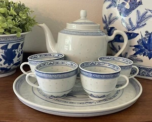 Blau und Weiß Orientalisch Reisaugen Muster Teeservice, Hergestellt in China - Asiatisch - Teekanne - Bild 1 von 8