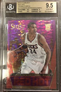 2013 Select Red Hot Purple Prizm Giannis Antetokounmpo ROOKIE RC /99 #34 BGS 9.5