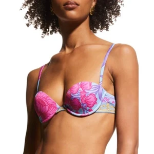 Versace Womens Acid Bouquet Printed Molded Bikini Top - Picture 1 of 20
