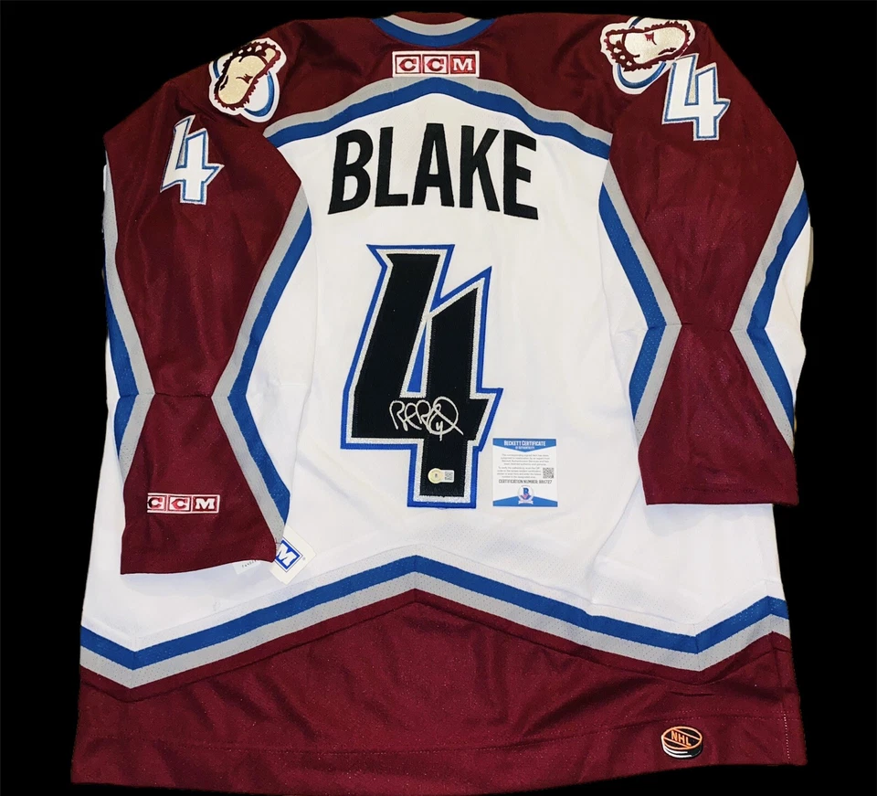 ROB BLAKE COLORADO AVALANCHE ASSINADO/AUTOGRAFADO CCM CAMISA VINTAGE BAIXO CERTIFICADO DE AUTENTICIDADE!! - Imagem 1 de 4