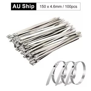 Stainless Steel Cable Ties SS304 Marine Grade Zip Strap Locking Wrap 150mm AU - Picture 1 of 8