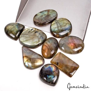 Lote de piedras preciosas de cabujón mezcla suelta multi brillo labradorita natural 320 quilates ~ 9 piezas - Imagen 1 de 5