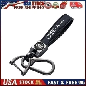 Genuine Leather Car Keychain Set for Au_di Key Ring Lanyard Accessories Style 2 - Picture 1 of 8