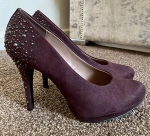 Damen Deep Mulberry Lila Diamanté Stiletto High Heels - UK 5, US 8, EU 38 - Bild 1 von 3