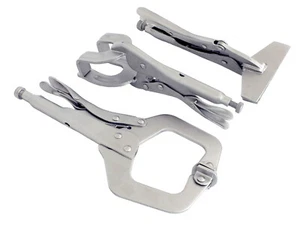 Welding Clamps Set 3pc C-Clamp Mole Vice Grip Locking Pliers Sheet Metal Welders - Picture 1 of 17