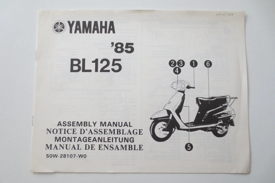 Original Yamaha BL125 Roller '85 Montageanleitung / Assembly Manual Stand 1985 - Bild 1 von 1