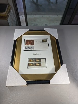 RARE CibaGeneva Ciba Pharmaceuticals Framed First Day Of Issue USA Pharmacy  - Image 1 of 4