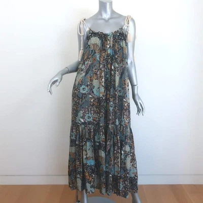 Maxi Vestido Ulla Johnson Cari Correa Cuerda Estampado Batik Mezcla Algodón Talla Pequeña Foto 1 de 4