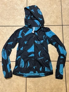 Lululemon Run Reflective Jacket Blue Black Windbreaker Hooded Size 6 - Picture 1 of 8