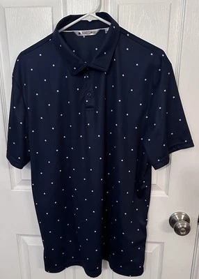Polo de golf trébol negro para hombre XL rendimiento estampado en todas partes azul oscuro Foto 1 de 4