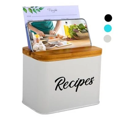  Recipe Box - 4x6 Inch Card Set With 25 Cards, 10 Dividers - Durable White - Image 1 of 4