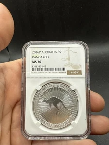2016P Australia Kangaroo S$1 0.999 Fine Silver One Dollar NGC MS70 - Picture 1 of 9