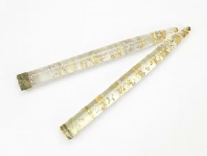 Vela cónica Lucite transparente vintage sin quemaduras escamas doradas decoración MCM *¡Sin mechas!* - Imagen 1 de 4