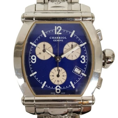 CHARRIOL 060T Columbus Chronograph Quartz Men's Wristwatch Silver Blue Dial - Image 1 of 4