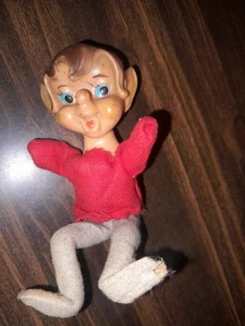 Ginocchiera vintage, Elf Pixie, gomma vinile viso occhi blu 5" seduta - Foto 1 di 3