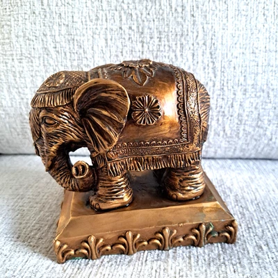 ELEPHANT  5" Beautiful  Gold Home Decor Accent Decorative Animal Figure - Image 1 of 4