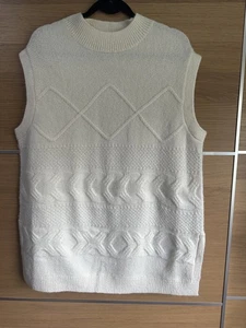 Per Una M&S Size L 16 18 Ecru White Knit Sleeveless Jumper Sweater BG5 - Picture 1 of 7