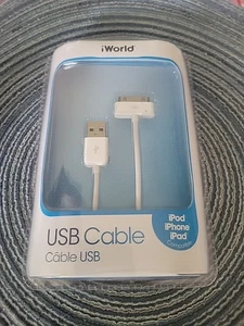 Iworld Câble USB pour IPODS IPAD IPHONE 3 Pieds Cordon 30 Broches Câble 2012 Vintage - Photo 1 sur 3