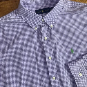 Ralph Lauren Shirt Men's XL Gingham Check Picnic Plaid Purple Long Sleeve Button - Picture 1 of 9