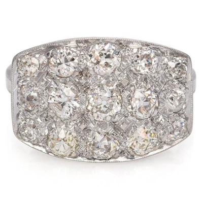 Art Deco White Gold 1.30tcw Old Euro Diamond Cluster Ring - Image 1 of 4